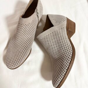 Lucky Brand Taupe Perforated suede Ankle Booties size 8.5